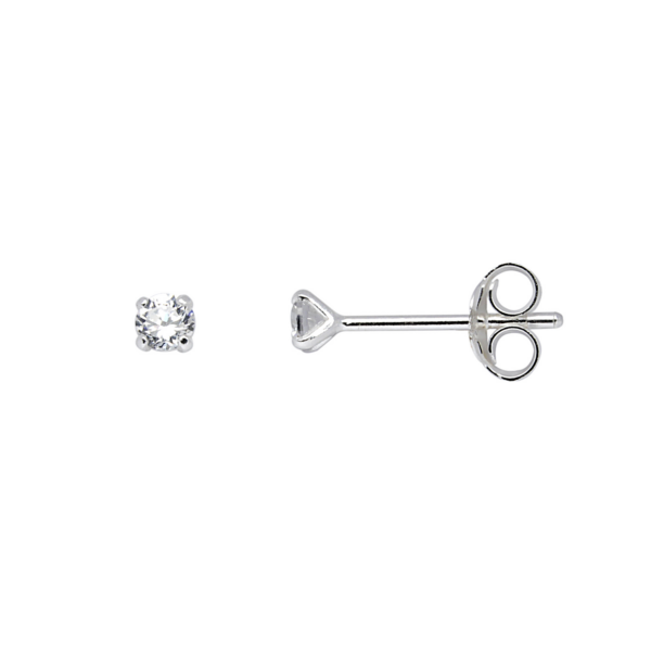 Silberohrstecker 3 mm facettierter Zirkonia in 4 Krallen.