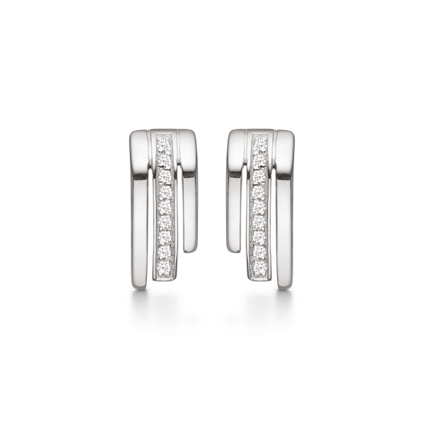 Silberohrstecker rhodiniert 3-fädig. Eines mit facettiertem Zirkonia.
