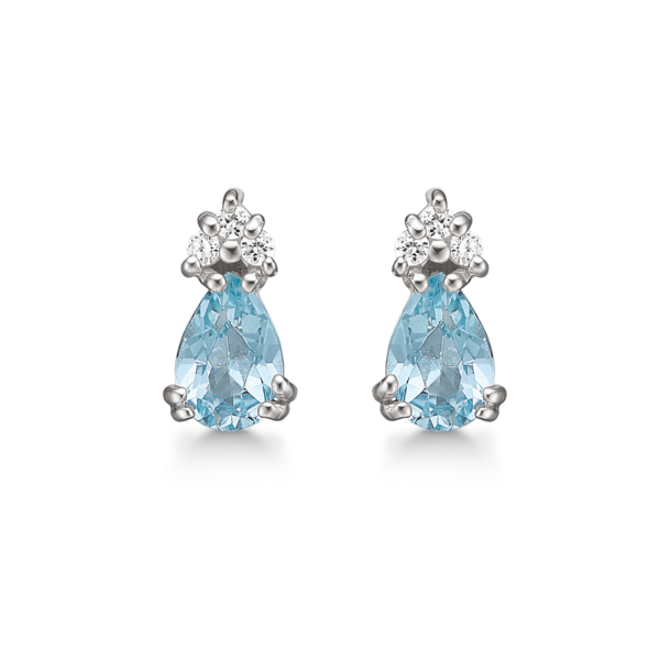 Silberohrringe rhodiniert mit blauem Topas und facettiertem Zirkonia.