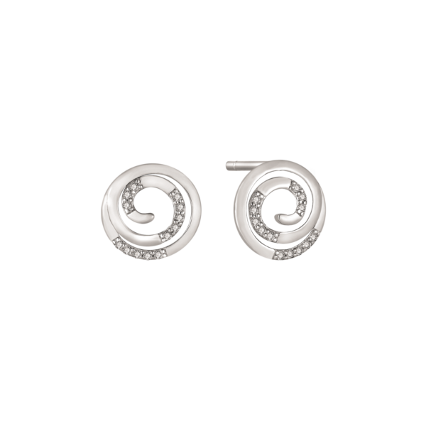 Silberne Ohrstecker 3 ineinander geschmiegte Kreise mit Zirkonia