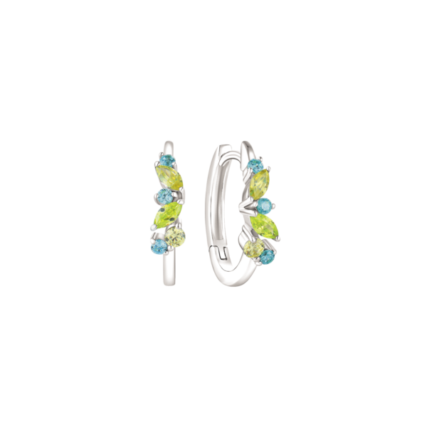 Creolen aus Silber mit grünem Peridot, blauem Topas und gelbem Citrin-Edelstein