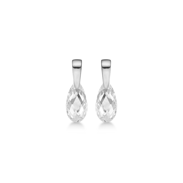Silberne Ohrstecker rhodinierter Tropfen facettierter facettierter Zirkonia.