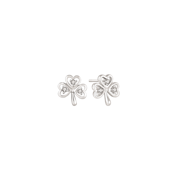 Silberne Ohrstecker Blume von 3 Herzen mit Zirkonia