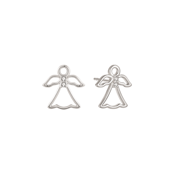 Silberne Ohrstecker Engel mit Zirkonia Abmessungen: 13 x 12,6 x 1,5 mm