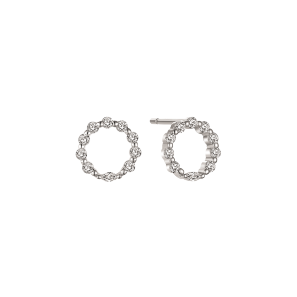 Silberne Ohrringe Kreis mit Zirkonia Abmessungen: 10 x 10 x 1,7 mm