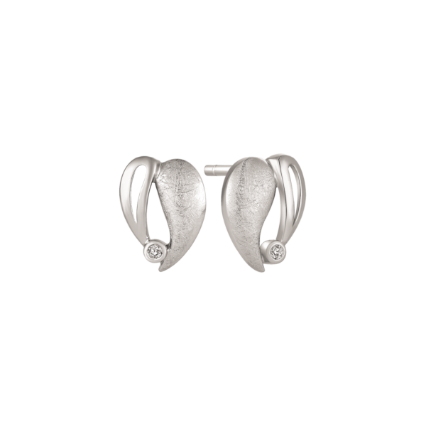 Ohrstecker Herz Silber matt und glänzend mit Zirkonia Steinen