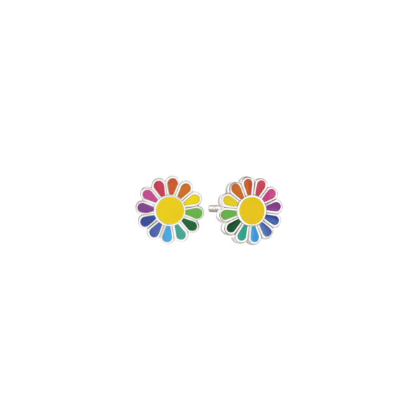 Silberne Ohrstecker Kreis wie eine Blume in verschiedenen Farben mit Emaille Maße: 8 mm