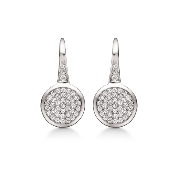 Arkandi aus Silber mit hängenden Ohrringen, gefüllt mit weißen Steinen