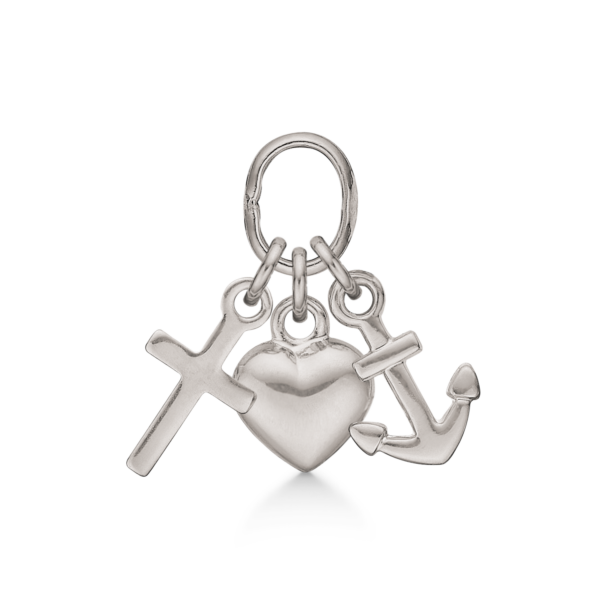 Silberanhänger Glaube, Hoffnung und Liebe. Abmessungen: 5 x 7 mm.