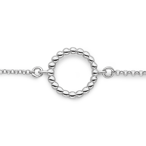 Silberarmband rhodinierter Kugelkreis. Länge 17+4cm.