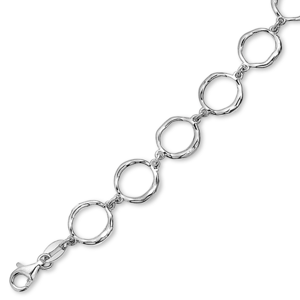 Silberarmband Rhodiumkreise in einer Reihe. Länge 17+4 cm.