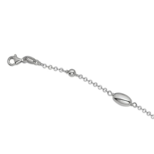 Silberarmband rhodiniert rund und olive. Länge 17+4cm.