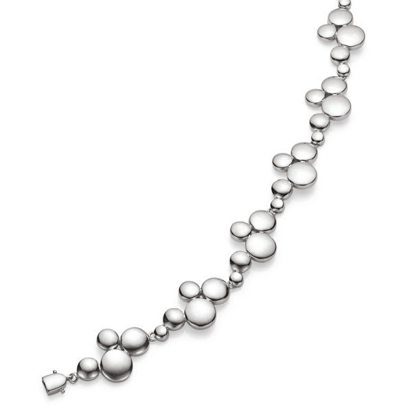 Silbernes Armband mit rhodinierten Knöpfen in verschiedenen Größen. Länge 20 cm.