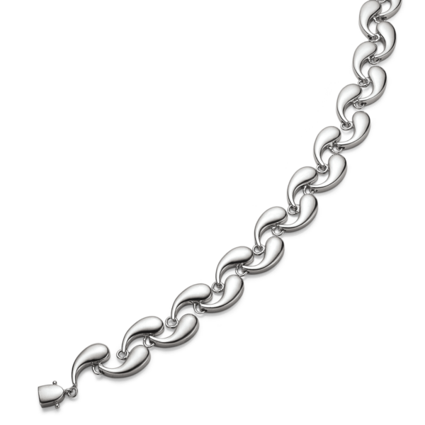 Silbernes Armband mit rhodinierter gebogener Öse. Länge 19 cm.