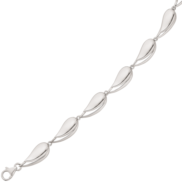 Silberarmband rhodinierter länglicher Tropfen. Länge 18+3 cm.