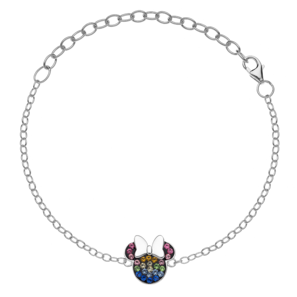 Silbernes Armband Minnie Mouse mit verschiedenen Farben. Länge 17 cm.