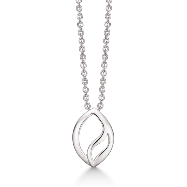 Silberhalskette rhodinierter Tropfen mit Linie. Die Kette ist aus rhodiniertem Silber und hat eine Länge von 42-45 cm.