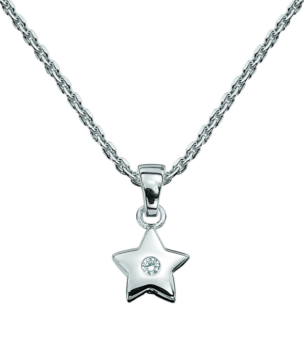 Silbercollier Stern mit synth. Zirkonia in der Mitte