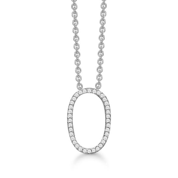 Silberkette oval mit facettierten Zirkonia am Rand 42-45 cm.