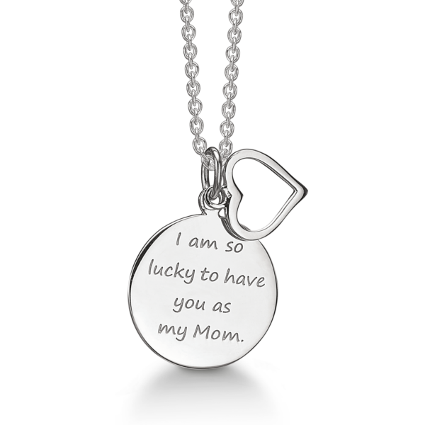 Silberkette mit rhodiniertem Statement "I am so locky to have you as my Mom"