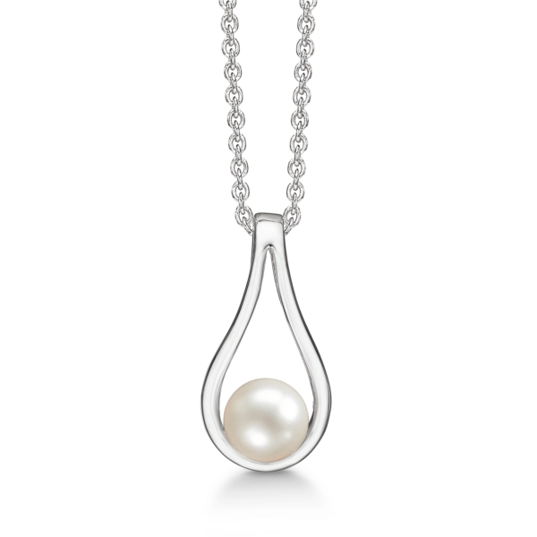 Arkandi Tropfenförmige Silberkette mit Süßwasserperle