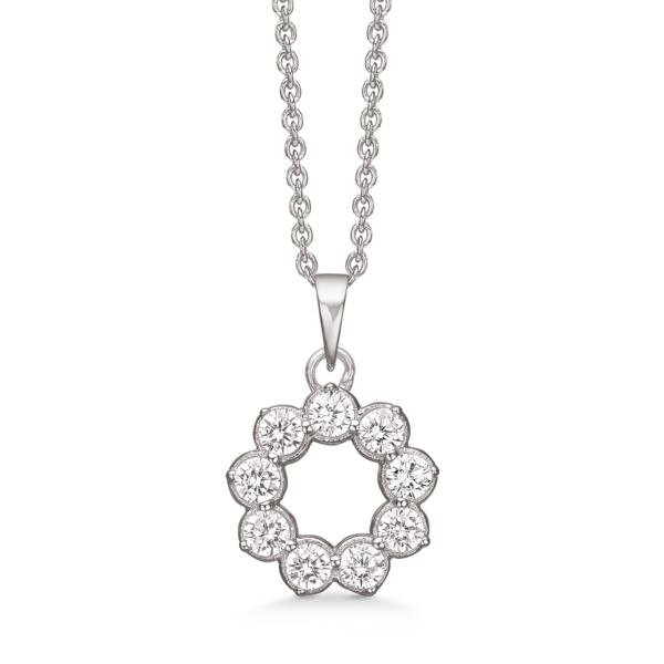 Silberkette rhodinierter Kreis aus 9 rund facettierten Zirkonia