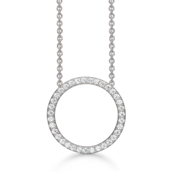 Silberkette rhodinierter Kreis mit facettiertem Zirkonia am Rand