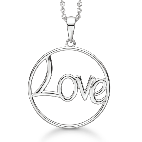 Silberkette rhodinierter Statement-Kreis "Love"