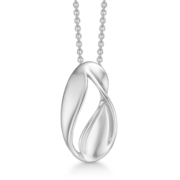 Silberkette rhodiniert oval mit gedrehtem Glied in der Mitte.