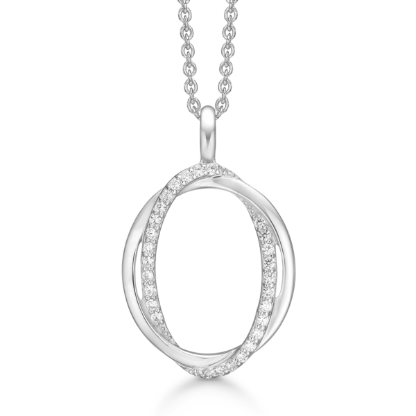 Silberkette rhodiniert doppelt oval mit facettierten Zirkonia