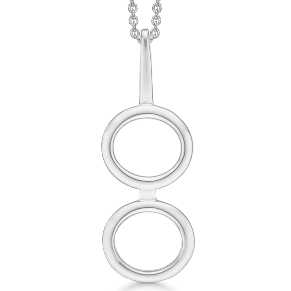 Silberkette rhodinierter Doppelkreis. Die Kette ist aus rhodiniertem Silber und hat eine Länge von 42-45 cm.
