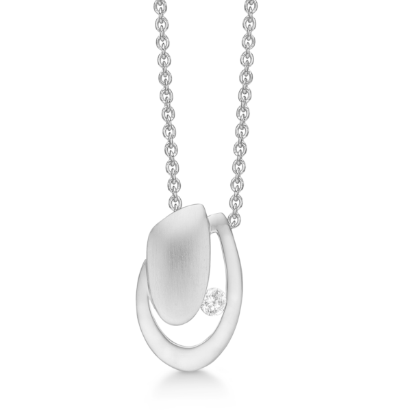 Silberkette rhodiniert doppelt oval mit facettierten Zirkonia