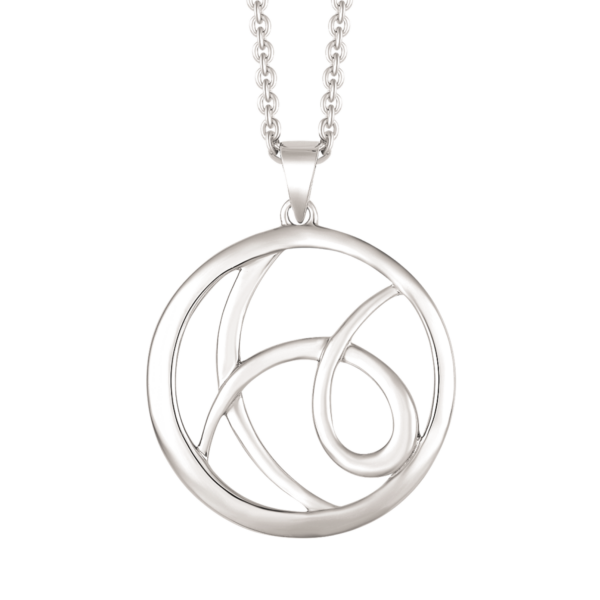 Circle Silver Halskette, mit verdrehtem Muster in der Mitte