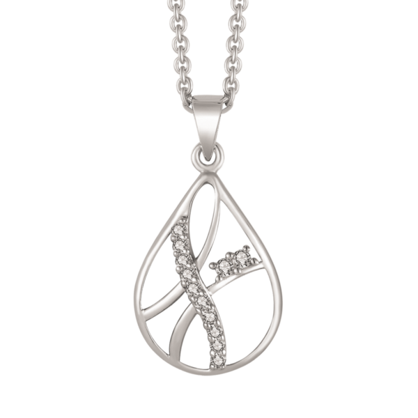 Silberner Halskettentropfen mit Linien und Zirkonia