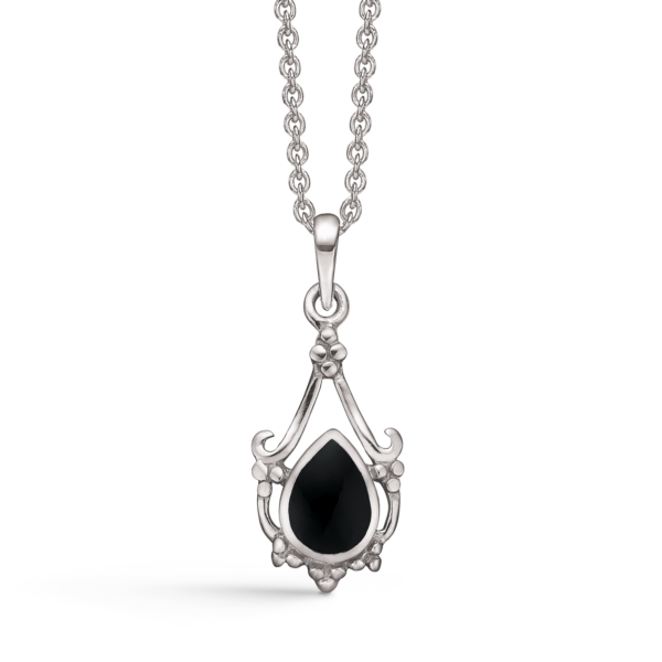 Silberkette rhodinierte Krümeluhr mit ovalem Onyx