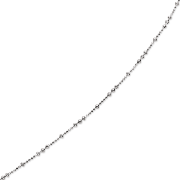 Silberne Fußkette rhodinierte Kugelkette mit abwechselnd 3 und 1 Kugel Länge 23+4 cm.