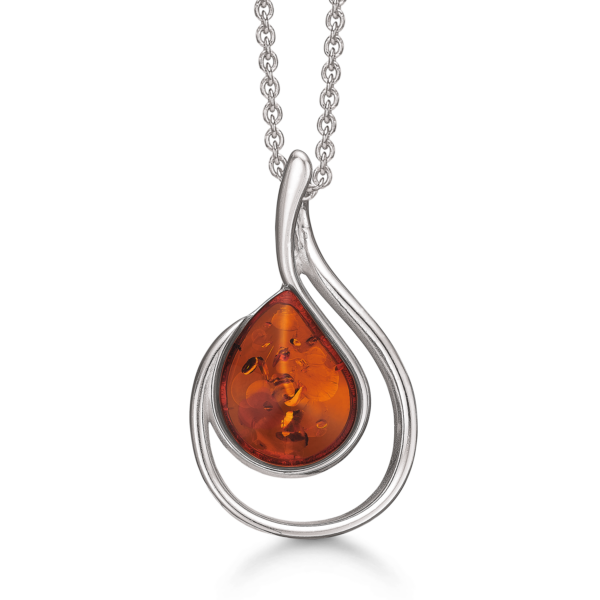 Bernsteinkette Doppeltropfen Silber 42-45 cm