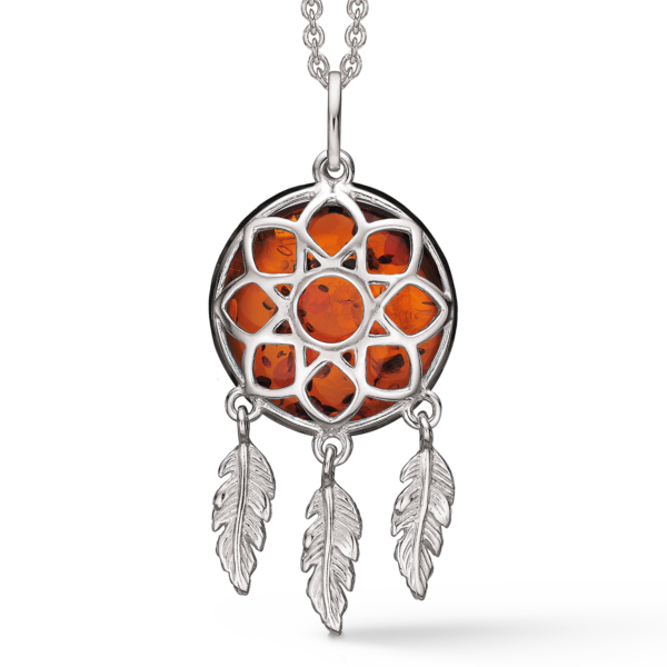 Bernsteinkette Traumfänger mit 3 Blättern 42-45 cm