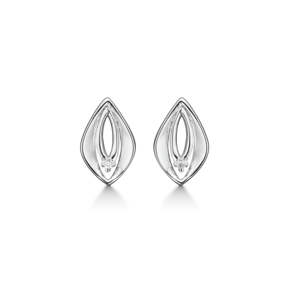 Silberohrringe rhodiniert Doppelauge mit Diamant