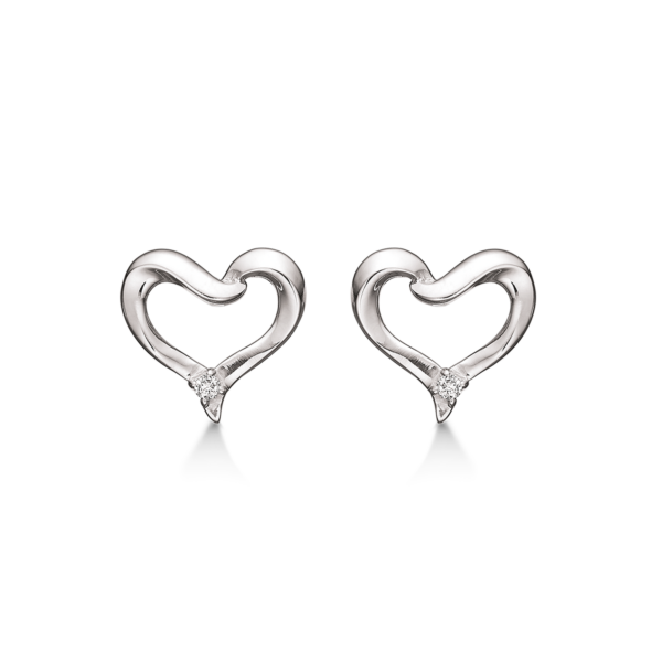 Diamantherzohrringe in Silber