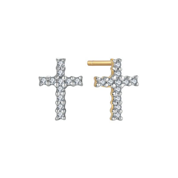 Ohrstecker aus 8 kt Gold, Kreuz mit Zirkonia