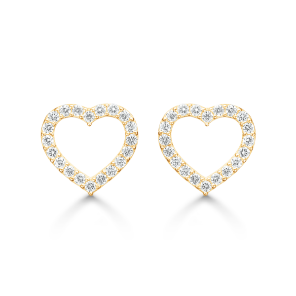 Arkandi Herz-Ohrstecker 8 Karat Gold mit Zirkonia-Steinen