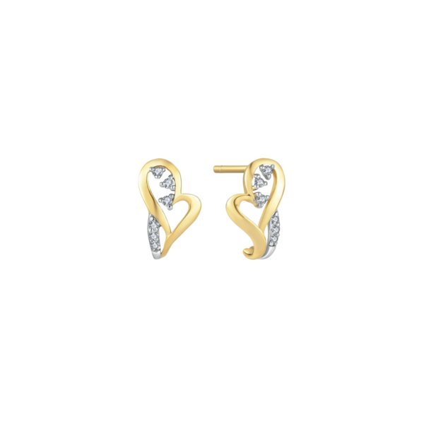 Herz-Ohrstecker aus 8 Karat Rot- und Weißgold mit Diamanten