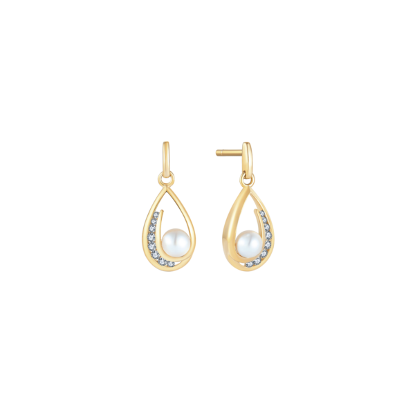 Ohrring aus 8 kt Gold mit Schleife und Süßwasserperle mit Zirkonia