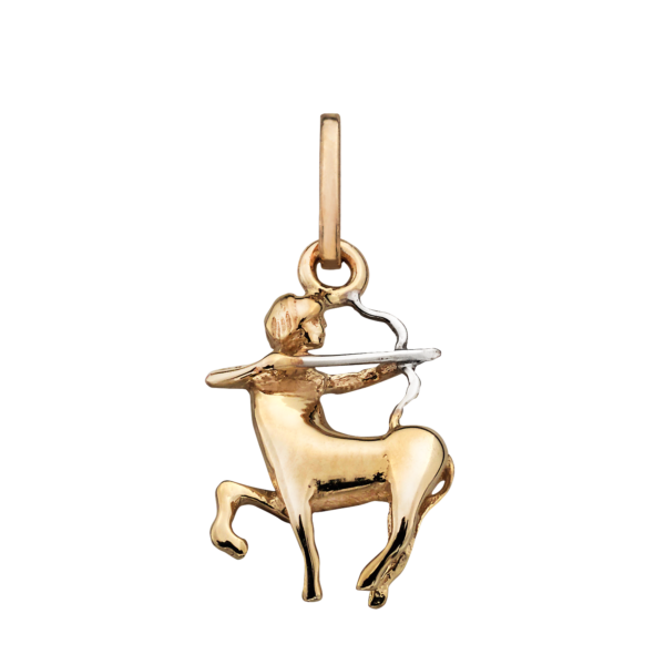 Sternzeichen Schütze 14 kt. Gold mit Rhodium-Anhänger.