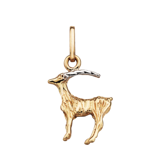 Sternzeichen Steinbock 14 kt. Gold mit Rhodium-Anhänger.