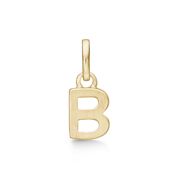 Buchstabenanhänger in Gold B. Abmessungen: 8 x 6 x 3,3 mm.