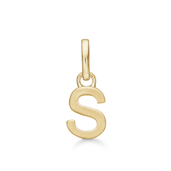 Buchstabenanhänger in Gold S. Abmessungen: 7 x 5,3 x 3,3 mm.