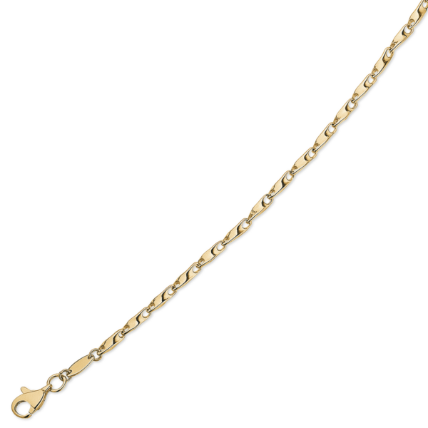 8kt. Goldarmband mit verdrehtem ovalem Glied Länge 18 cm.