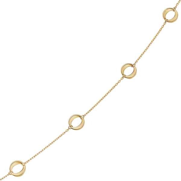 8kt. Goldarmband Kreise an Kette Länge 18,5 cm.